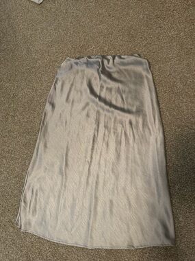 Mango Light Gray Satin Skirt